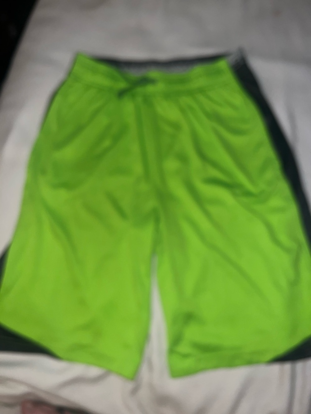 Neon Green Kids' Athletic Shorts with Black Side Panels